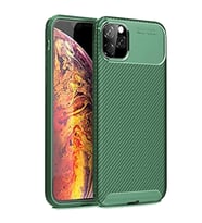 Apple iPhone 11 Pro Max Karbon Desenli Negro Silikon Kılıf (Yeşil)