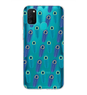PrintiFy Samsung Galaxy M21 ile Uyumlu 1mm Slim Fit Nazar Boncuğu 4 Baskılı Şeffaf  Kılıf