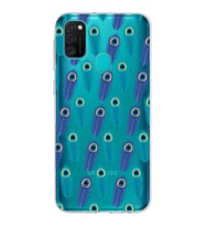 PrintiFy Samsung Galaxy M21 ile Uyumlu 1mm Slim Fit Nazar Boncuğu 4 Baskılı Şeffaf  Kılıf