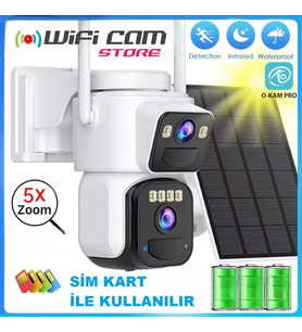Çift Kameralı 4G Solar Kamera O-Kam Pro Türkçe Program