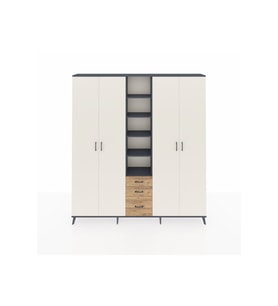 Arges Dolap 17 Raflı 3 Çekmeceli 4 Kapaklı 220x30x243 Antrasit-Aytaşı/Çam