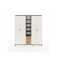 Arges Dolap 17 Raflı 3 Çekmeceli 4 Kapaklı 220x30x243 Antrasit-Aytaşı/Çam