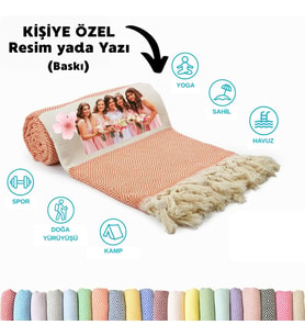 Kişiye Özel Elmas Desenli Baskılı Peştemal – İsim Yazılı Oversize Türk Plaj Havlusu – Banyo Havlusu