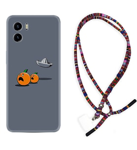 Vivo Y15S Y32 Y33S Y51 Y53S Kılıf Boyun Asklı Rasta Silikon Orange Escape 1374