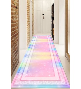 Dijital Baskılı Kaymaz Taban Yıkanabilir Modern Yolluk Ve Koridor Halısı NDU-HY-1335 (Pembe)