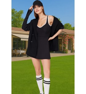 Şık Kadın Mini Spor Elbise A line Kalıp Polyester Elastan Kumaş Premium Kalite Premium Kalite