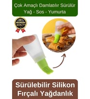 Çok Amaçlı Uzun Ömürlü Damlatılabilir Sürülebilir Yağ Sos Yumurta Hazneli Silikon Fırçalı Yağdanlık