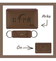 Kahve Renk, Türk Ve Ayyıldız Desenli, İsme Özel, Cüzdan Ve Anahtarlık Set, Dosta Hediyelik Anı
