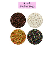 Dökme Cam Kum Boncuk (11/0) 2 mm - 4 Renk - Toplam 80 Gram - BNC406
