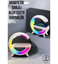 Bluetooth Hoparlör 15W Kablosuz Hızlı Şarj Led Gece Lambası