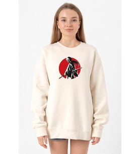 Rurouni Kenshin Samurai Logo Ekru Kadın 2ip Sweatshirt