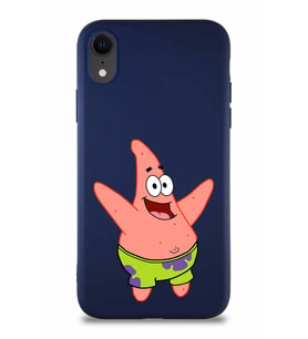Apple iPhone XR Soft Premier Kapak Patrick Yıldız Tasarımlı Silikon Kılıf - Lacivert (Şeffaf)