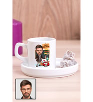 Erkek Tarih Öğretmenine Özel Hediye Karikatürlü Concept Türk Kahvesi Fincanı