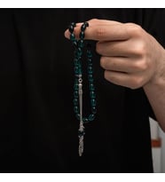 Sıkma Kehribar 925 Ayar Gümüş Tesbih (Bej)