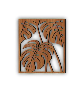 AS TASARIM LAZER palmiye dekor ahşap duvar süs tablo ceviz renk 49x44 cm