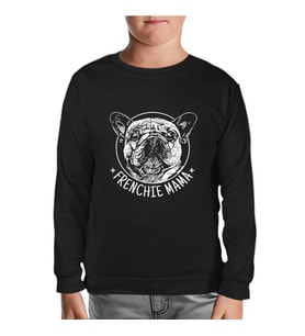 French Bulldog Mama Realistic Siyah Çocuk Sweatshirt