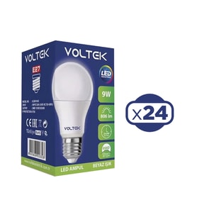 Voltek Led Ampul 9W E27 Duy Beyaz Işık x 24 Adet