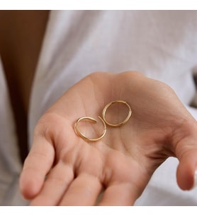 14K Altın Halka Küpe 1,2 mm 2.0 cm GİZLİ KİLİT