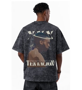 Tasarım XXX Tentacion Rapper Şarkıcı Baskılı Unisex Oversize Eskitme Yıkamalı Tişört