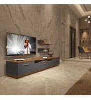 Decoraktiv Trio 4 Mdf Tv Ünitesi Tv Sehpası - Ceviz Antrasit (Antrasit - Ceviz)