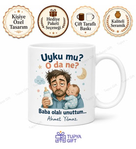 Uyumayan Baba Yazılı Komik Kupa Bardak Babalar Günü Hediyesi Özel Tasarım