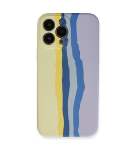 Apple İphone 13 Pro Kılıf Ebruli Lansman Silikon - Sarı-lila