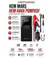 12000 Mah Akıllı Akü Takviye Ve Dijital Hava Pompası Akım Korumalı