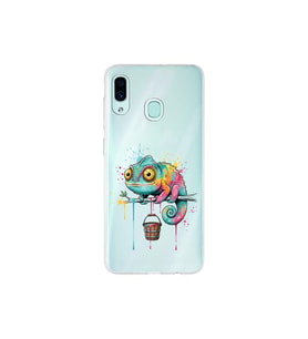 Samsung Galaxy A30 ile Uyumlu Splash Bukalemun Tasarımlı Şeffaf Silikon Kılıf