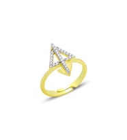 Gümüş altın yaldızlı zirkon taşlı ok modeli ayarlamalı yüzük SGTL12689GOLD (Altın Rengi)