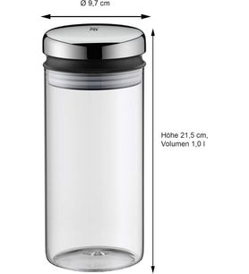 Cam Saklama Kavanozu, 1 L, 21,5 cm, Kapaklı, Geniş Ağızlı, Kahve Çekirdeği, Müsli ve Kuru Gıda Saklama Kabı