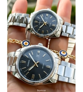 Casio Çelik Kordon,Gümüş Renk, Takvimli Sevgili Kol Saati+Ayıcık Anahtarlık Hediyeli