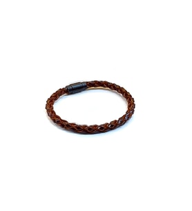 Shadow Weave – Kahverengi İnce Örgü Hakiki Deri Erkek Bileklik