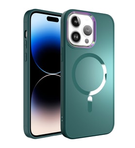 Lexroo iPhone 14 Pro Kılıf M-safe Wireless Şarj Özellikli Stil Kılıf - Koyu Yeşil