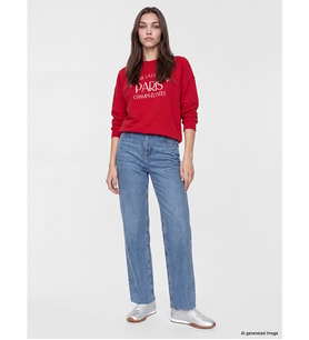 LCW Modest Kırmızı Baskılı Oversize Kadın Sweatshirt Tunik