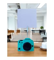 Turkuaz Kamera Temalı Not Tutacağı Fotoğraf Tutacak Tutucu Ofis Seti Hediyelik