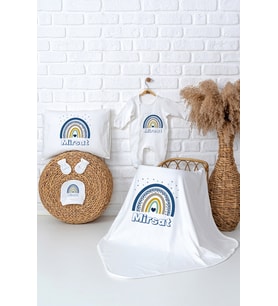 Pia Baby Premium %100 Pamuk Hastane Çıkışı Tulumlu Yenidoğan Bebek Hediye Seti 5091-03 (Ekru)