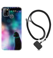 INFINIX Smart 4 5 6 Zero 8 S5 Pro Kılıf Boyun Askılı Silikon Window Cat 1787