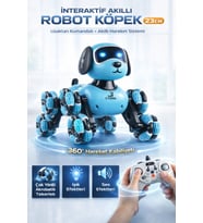 2.4 Ghz Uzaktan Kumandalı Sarjlı Dans Eden 8 Tekerli Akıllı Robotik Köpek Sesli Işıklı 23 Cm Mavi