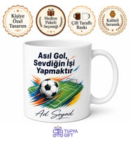 Erkeğe Hediye İsimli Futbol Temalı Özel Baskılı Porselen Kupa Bardak