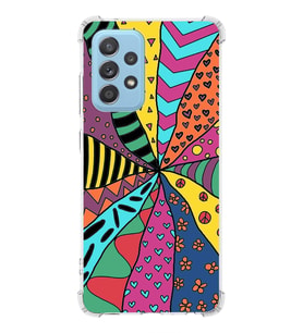 PrintiFy Samsung Galaxy A52 Uyumlu Retro Color 4 Baskılı Şeffaf Köşe Korumalı Antişok Kılıf