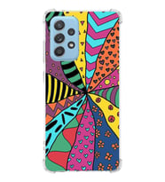 PrintiFy Samsung Galaxy A52 Uyumlu Retro Color 4 Baskılı Şeffaf Köşe Korumalı Antişok Kılıf