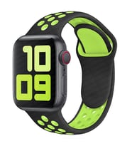 Apple Watch 10/11 42mm-38/40/41mm Kordon Delikli Spor Kordon 2/3/4/5/6/se/7/8/9 (Siyah-Yeşil)