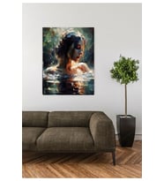 ÖZEL ÇİZİM KANVAS TABLO YAĞLIBOYA GİBİ GÖZÜKEN EV DUVAR SALON OFİS HEDİYELİK DEKARASYON SÜSÜ (Siyah)