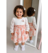 Çiçekli Kız Bebek Çocuk Elbise Mevsimlik Bayramlık 13822