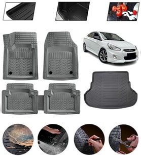 Hyundai Accent Blue 2011-2018 Uyumlu Paspas Araca Özel Bagaj Havuzu MBS Gri