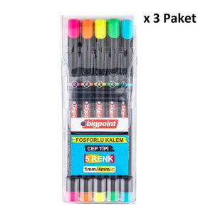Bigpoint Fosforlu Kalem Cep Tipi 5'li Set x 3 Paket