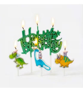 Yeşil Happy Birthday Dinozor 3lü Mum