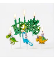 Yeşil Happy Birthday Dinozor 3lü Mum