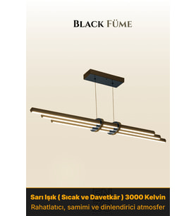 Cosmo Füme Lineer LED Sarkıt Avize – Kumandalı Dim Edilebilir – Aşağı Işık