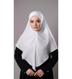Krem Pratik Hazır Geçmeli Tesettür Eşarp Pamuk Caz Kumaş Düz Hijab 2306_40